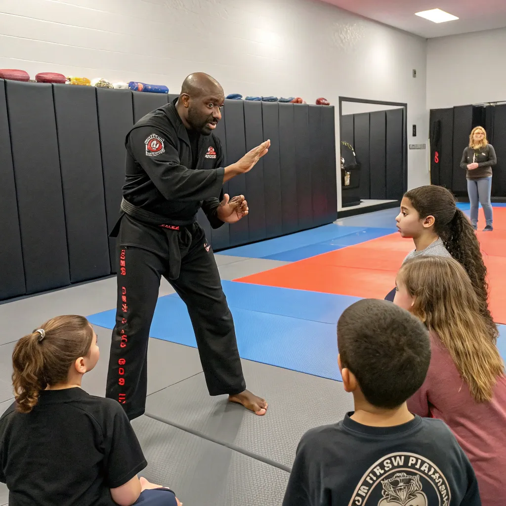 James Carter leading a self-defense workshop
